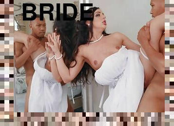 mariée, tricherie, chatte-pussy, anal, fellation, interracial, hardcore, naturel, mariage, talons-hauts