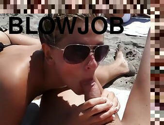 Hot and sweet blowjob on the public beach