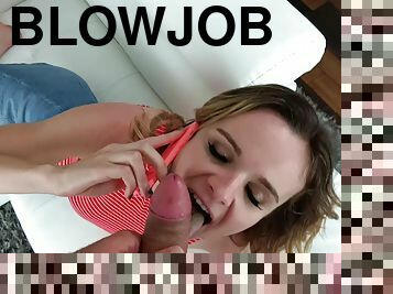 Adee Kate gives five star POV blowjob while on the phone. Full clip.
