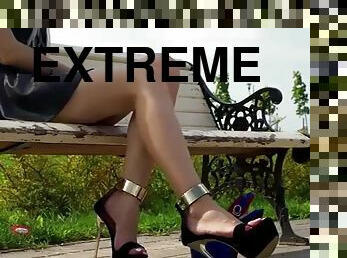 extremo, pies, perfecto, tacones