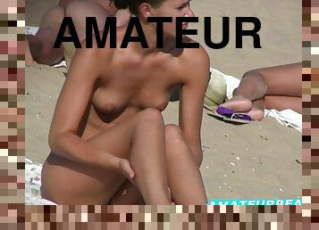 nudiste, chatte-pussy, amateur, babes, cam, plage, espion, voyeur, petits-seins