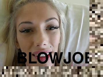 Sky Pierce - cute blonde babe gives POV footjob and blowjob