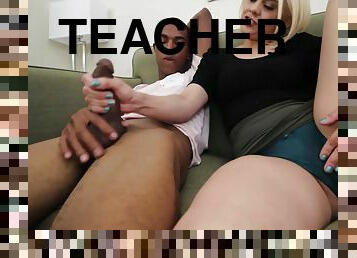 Slutty Teacher Jerks Off Huge Black Dick