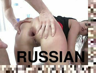 russisk, anal, milf, dobbelt, tøs, knepning-fucking, engel, røvpuling, penetrering, hårdhændet