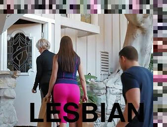 Dude fucks lesbians next door