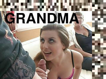 Grandma watches seductive niece getting pounded hard