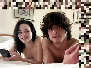 Spellbinding teen and her BF webcam sex