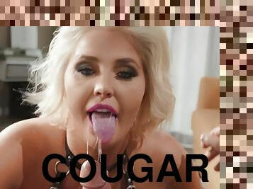 Hot sweet cougar Karissa Shannon gives him very sweet sloppy head