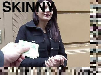 Cocky whoremonger pays skinny Czech Tina for sex