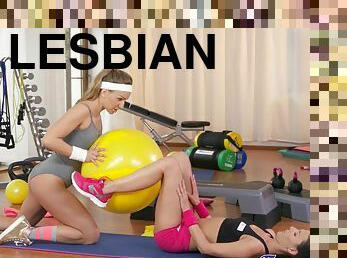 asiático, coño-pussy, deporte, lesbiana, adolescente, gimnasio, entrenamiento