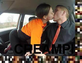 Backseat Blowing Off And Deep Creampie Fake Driving School