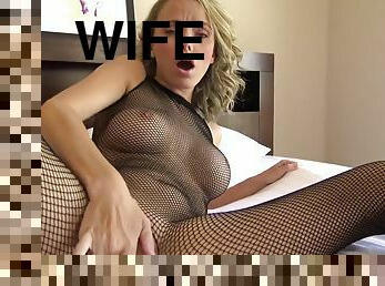 Slutty blonde wife Pristine Edge in POV amateur hardcore in fishnet bodystocking