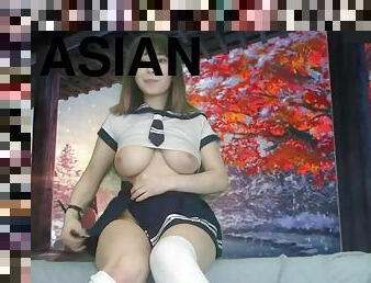 asiático, traseiros, teta-grande, lésbicas, japonesa, webcam, sozinho