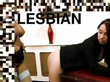 Lesbians spice office days with a passionate sex action