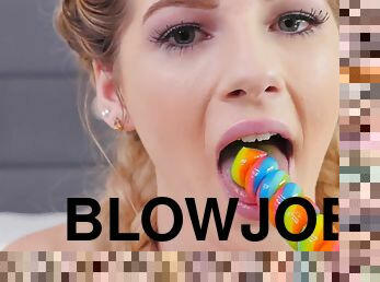 blowjob, stor-pikk, tenåring, ludder, strømper-stockings, pov, ung-18, blond, knulling-fucking, hvit