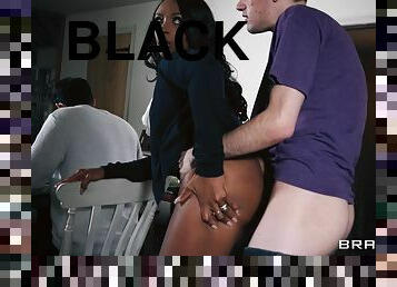 Sneaky interracial sex. Black mom takes a white young dick for 1st time.