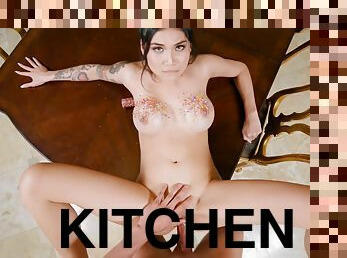 Exotic hoe Brenna Sparks gets properly fucked in the kitchen