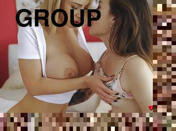 babes, lésbicas, adolescente, sexo-em-grupo, a-três, incrível, deslumbrante, tatuagem