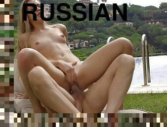 Russian hottie Mary Rock makes love with rich man outdoors