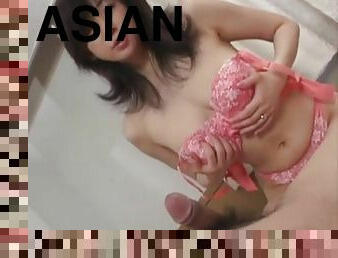 Asian milf eating cum drains a hard cock