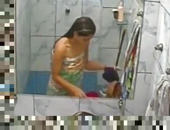 mandi, payudara-besar, amatir, latina, kamera, brazil, pengintipan, tante, mandi-shower, seorang-diri