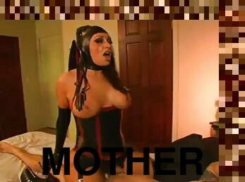 Mother in leathersuit