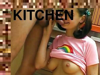 Young nymphomaniac fucked in the kitchen