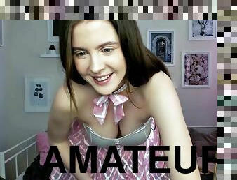 Amateur busty teen teasing on webcam - solo