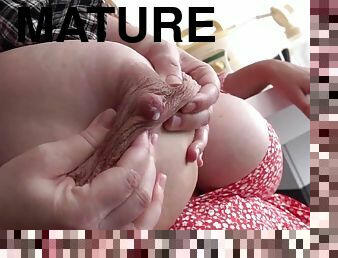 Mom Nadine J Milk - Mature lesbians milking monster tits