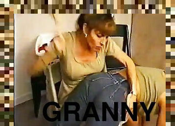 vieux, granny, plus-agée, fessée