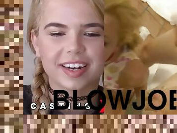 Cute blonde interview blowjob