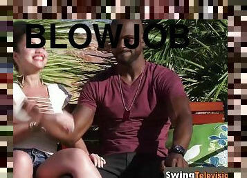 Laura and brett get ready to snap out of their shells with other swingers