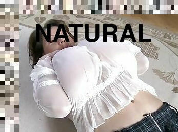 How to tease with huge natural tits