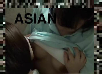 Asian les rubbing tits