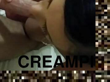 Slobbery cum in mouth oral creampie