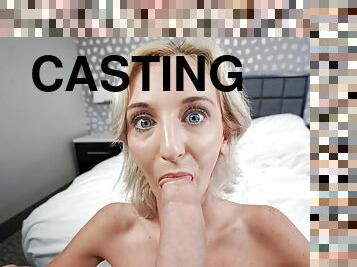Cocking blonde Tallie on her first casting