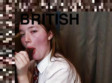 British 18 Year Old In School Uniform Takes Cum At Her Blowbang
