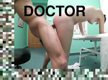 Excited doctor satisfies a sex-hungry patient in doggy style