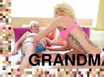 grand-mère, amateur, granny, lesbienne, ados, joufflue