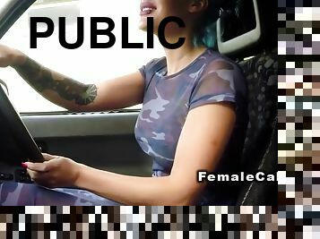 público, anal, interracial, carro