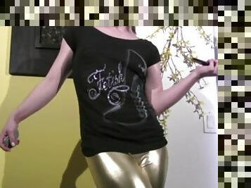 Farting in shiny leggings