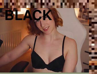 Teen Camgirl in Black Bra - Amateur solo striptease