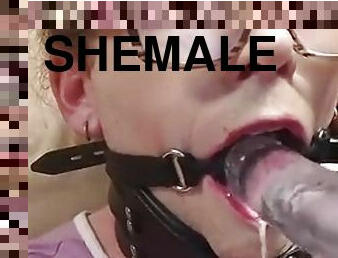 Femboy face fucked by a machine