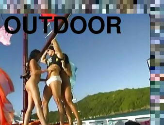 Windy day sex on a boat with Latina girls