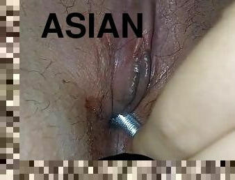 asiatisk, onani, pissing, amatør, massasje, babysitter, pov, høyskole, alene