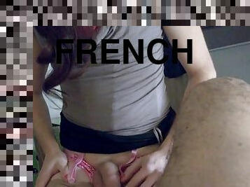 Shy french sissy first time sucking