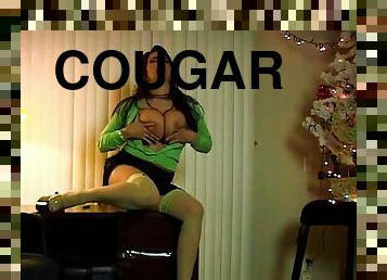 Classic hot cougar smoking and teasing solo diddling