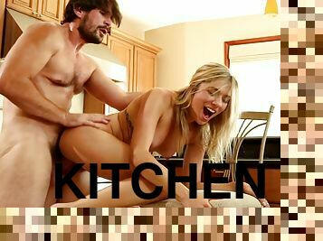 Kitchen hardcore with steamy Lia Lor