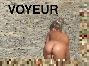 nudistické, vonku, kamera, pláž, voyeur, špinavé, prirodzené, mokré