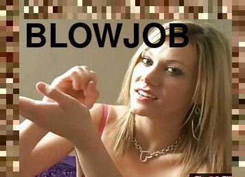 Samantha fakes a sloppy blowjob
